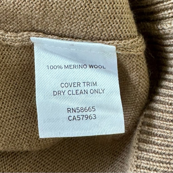 Nordstrom 100% Merino Wool Quarter Zip Sweater Tan Mens Size XL - Picture 10 of 10